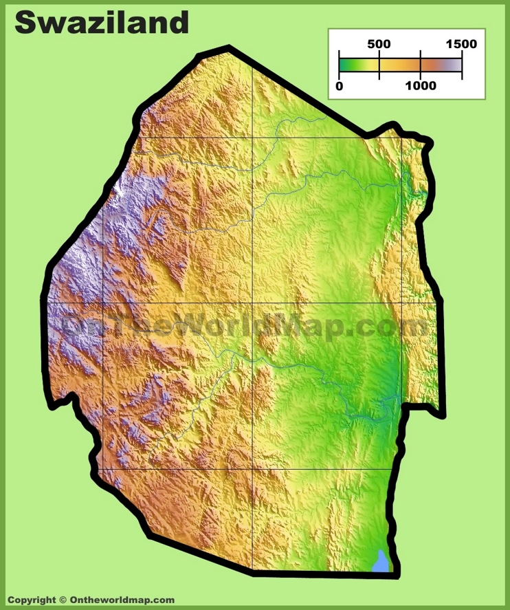 Eswatini (Swaziland) physical map