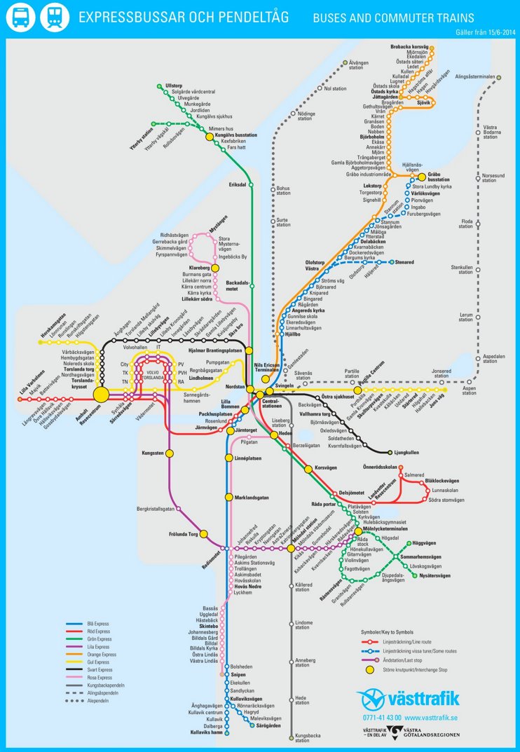 Gothenburg bus and train map