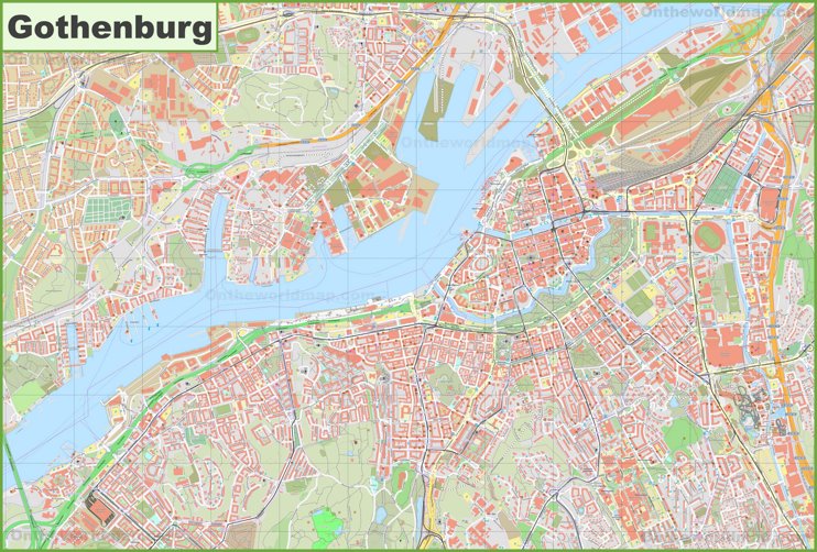 Large detailed map of Gothenburg