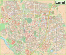 Large detailed map of Lund