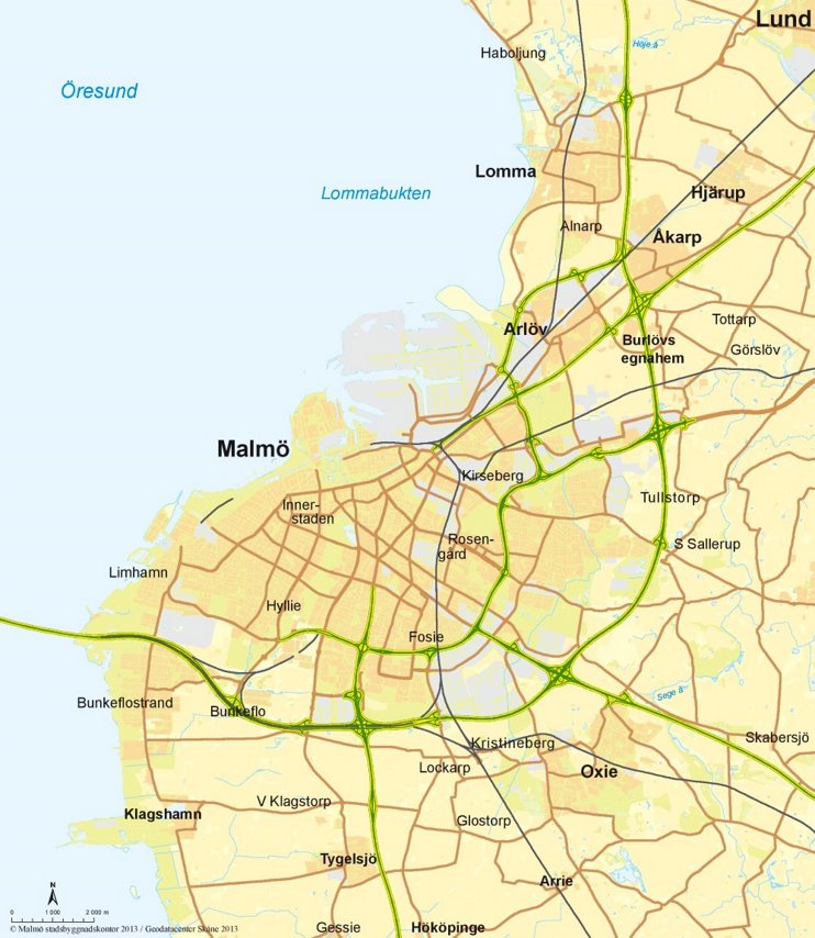Malmö area road map