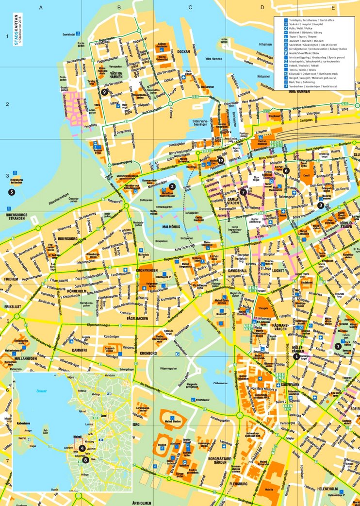 Malmö sightseeing map