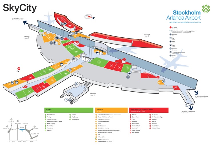 Stockholm Airport SkyCity map