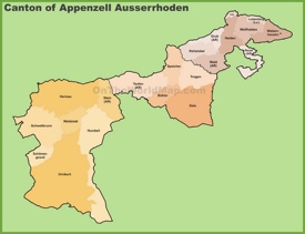 Canton of Appenzell Ausserrhoden municipality map