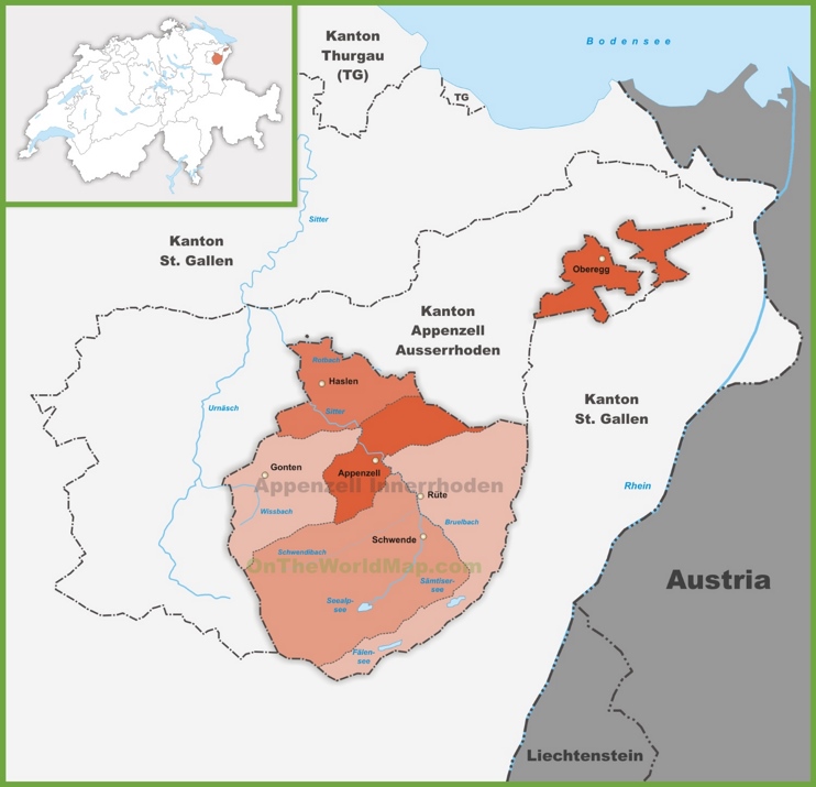 Canton of Appenzell Innerrhoden district map