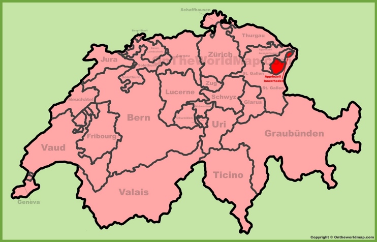 Canton of Appenzell Innerrhoden location on the Switzerland map
