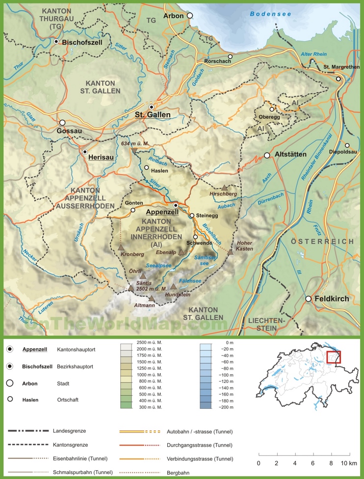 Canton of Appenzell Innerrhoden road map