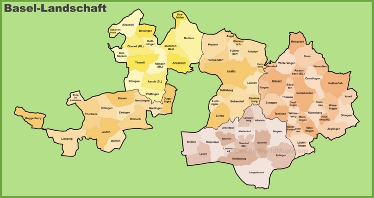 Canton of Basel-Landschaft municipality map