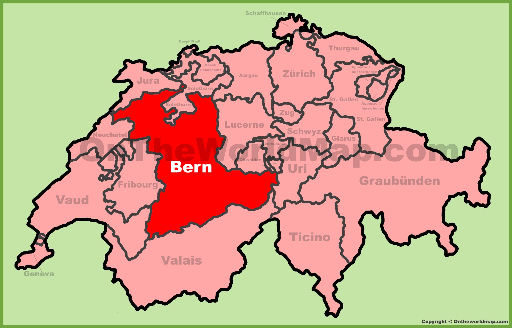 Canton Of Bern Location On The Switzerland Map