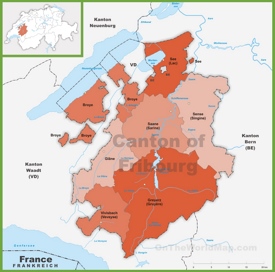 Canton of Fribourg district map