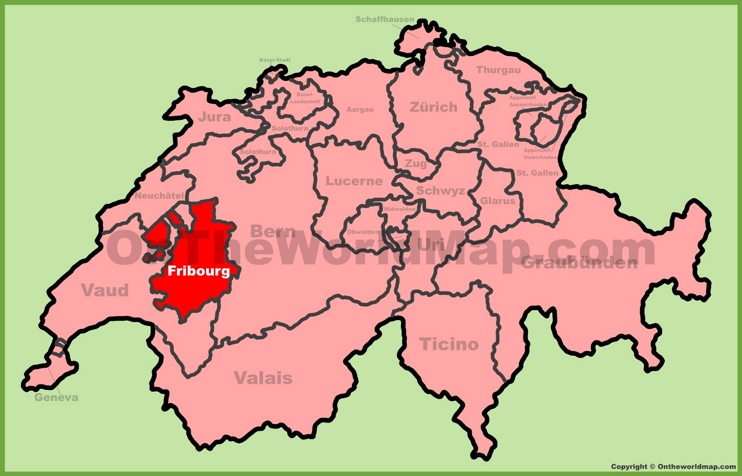 Canton of Fribourg location on the Switzerland map