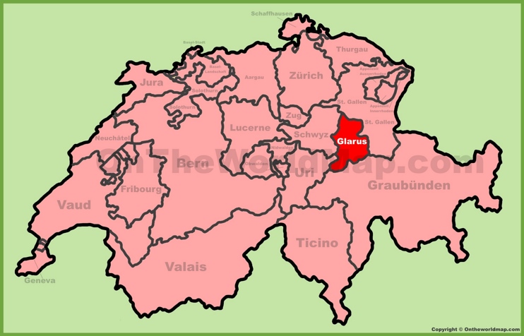 Canton of Glarus location on the Switzerland map