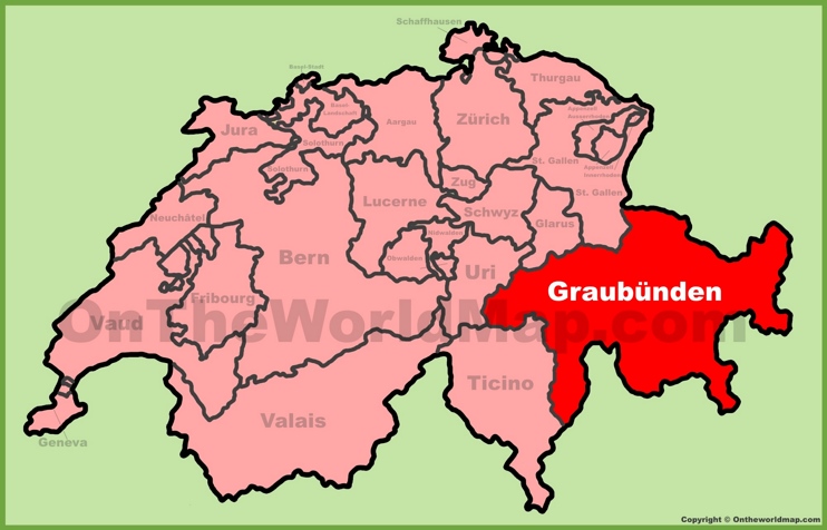 Canton of Graubünden location on the Switzerland map