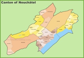 Canton of Neuchâtel municipality map