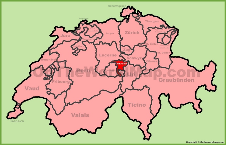 Canton of Nidwalden location on the Switzerland map