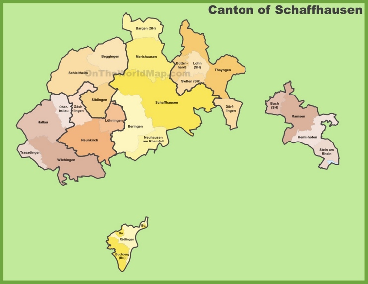 Canton of Schaffhausen municipality map