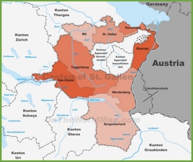 Canton of St. Gallen district map