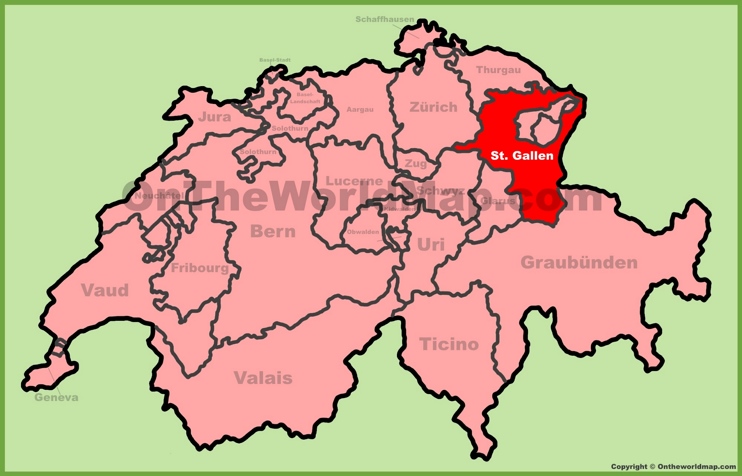 Canton of St. Gallen location on the Switzerland map