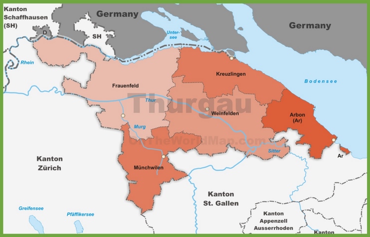 Canton of Thurgau district map