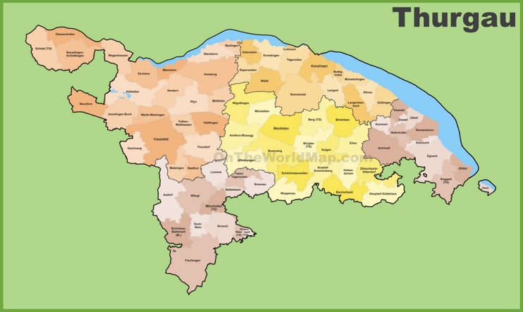 Canton of Thurgau municipality map