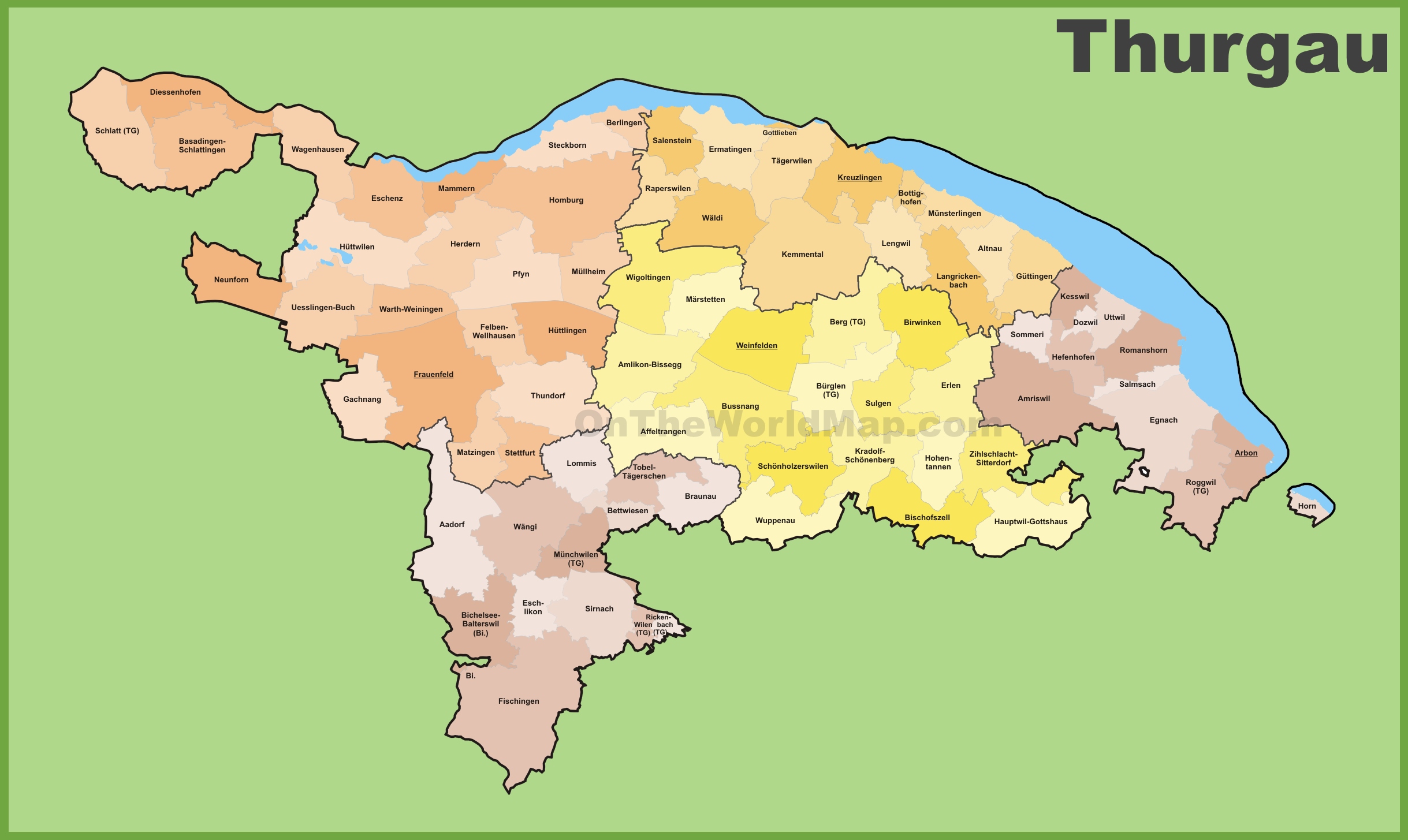 Stadt Thurgau Karte MICHELIN Landkarte Thurgau WTSITB