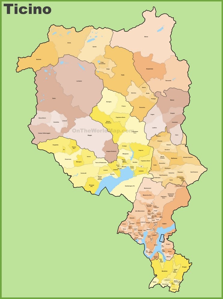 Ticino municipality map