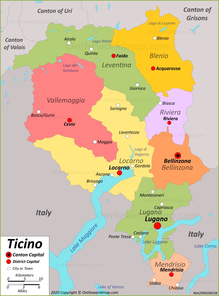 Ticino Map | Switzerland | Detailed Maps of Canton of Ticino