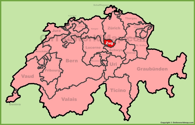 Canton of Zug location on the Switzerland map