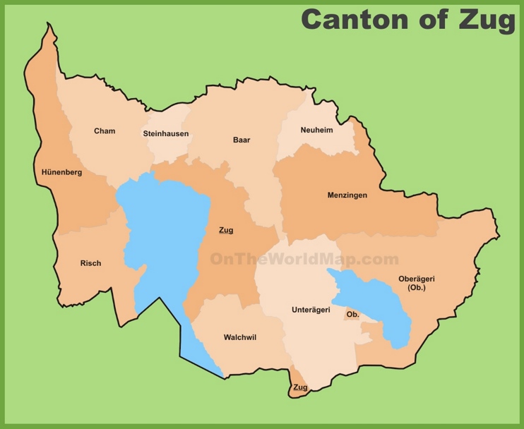 Canton of Zug municipality map