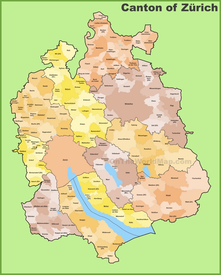 Canton of Zürich municipality map