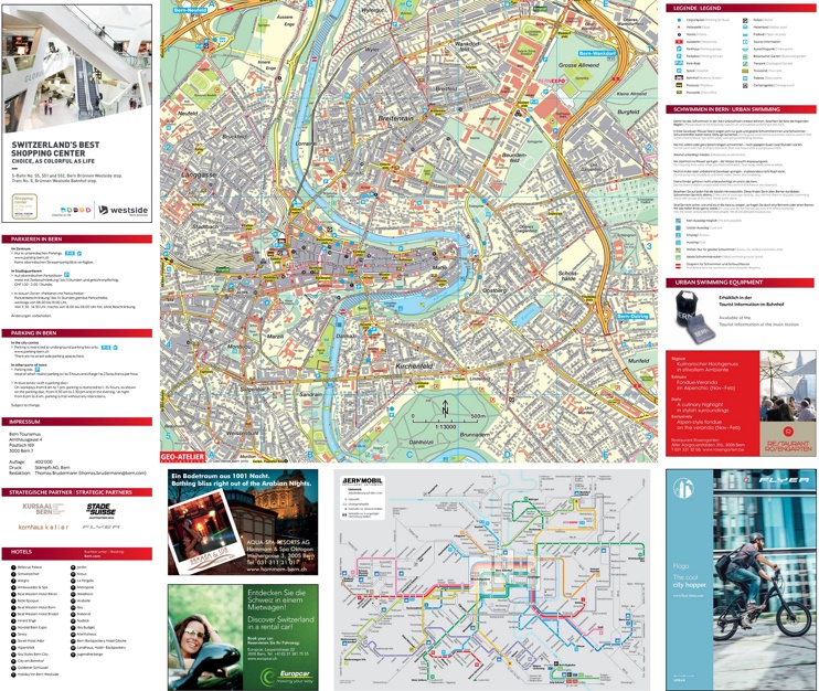 Large detailed tourist map of Bern