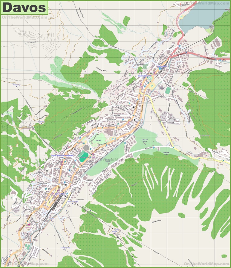 Large detailed map of Davos