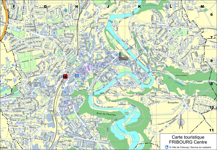 Fribourg city center map