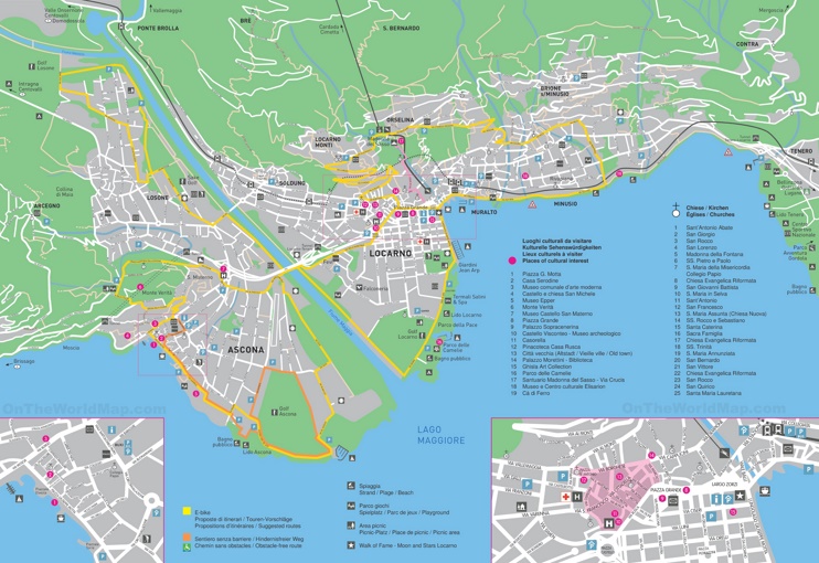 Large detailed tourist map of Locarno