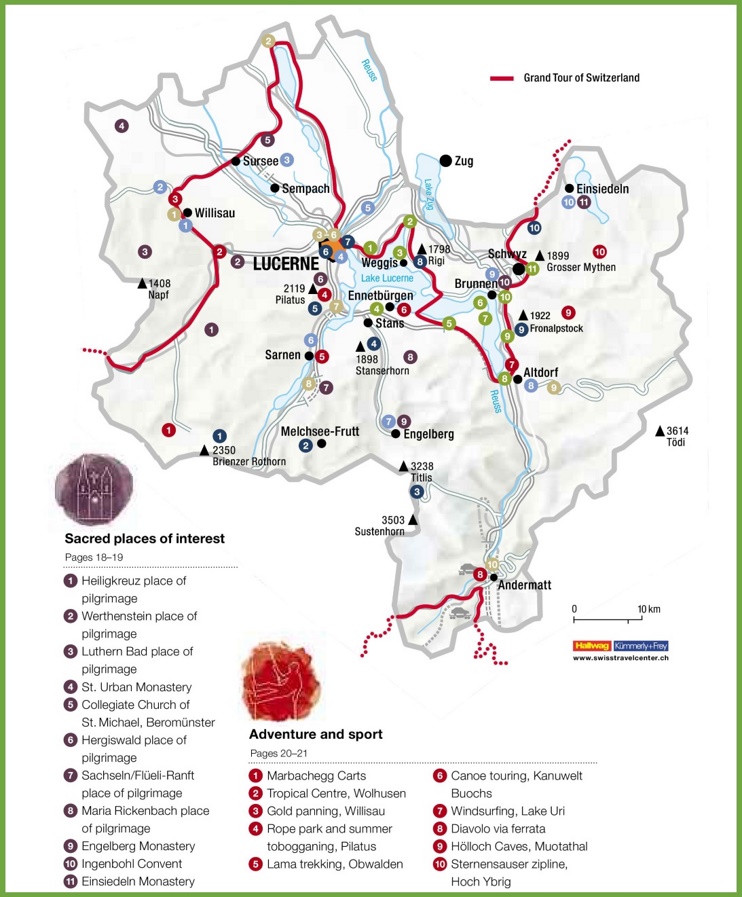 Tourist map of surroundings of Lucerne