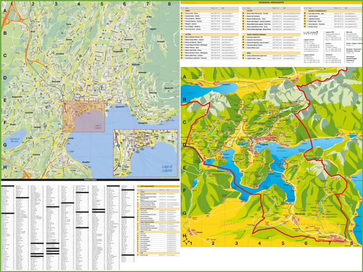 Large detailed tourist map of Lugano