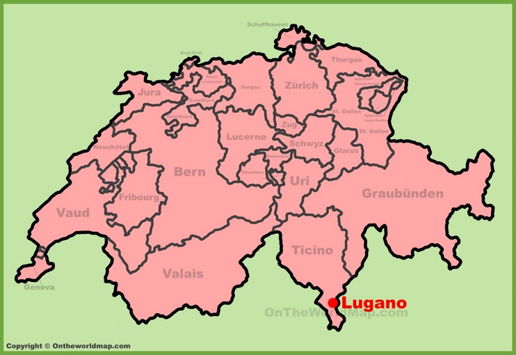 Lugano location on the Switzerland map