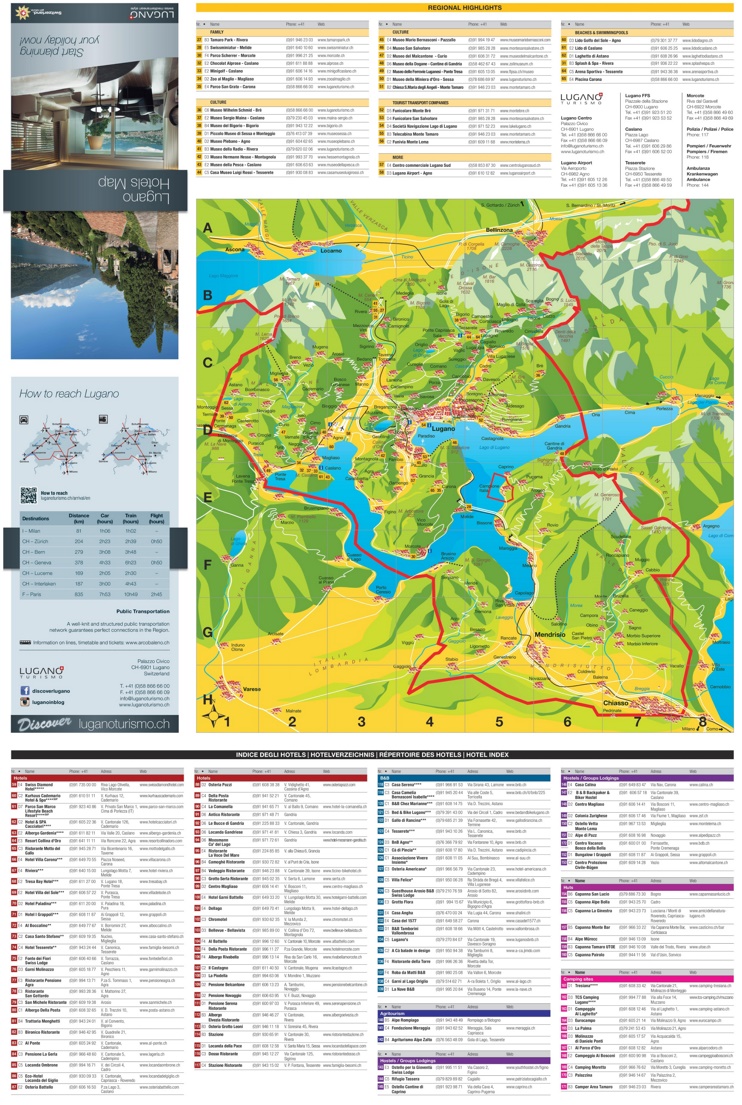 Tourist map of surroundings of Lugano