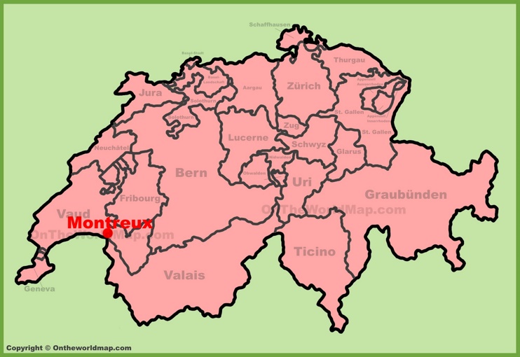 Montreux location on the Switzerland map