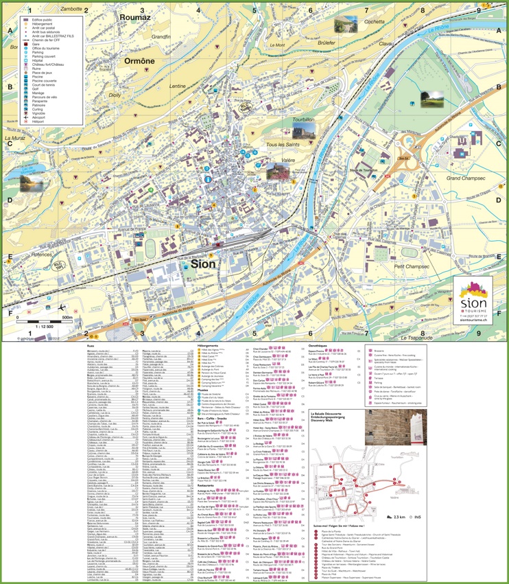 Large detailed tourist map of Sion