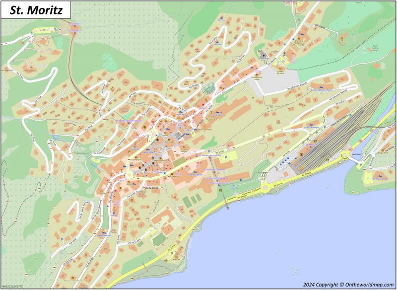 Detailed map of St. Moritz