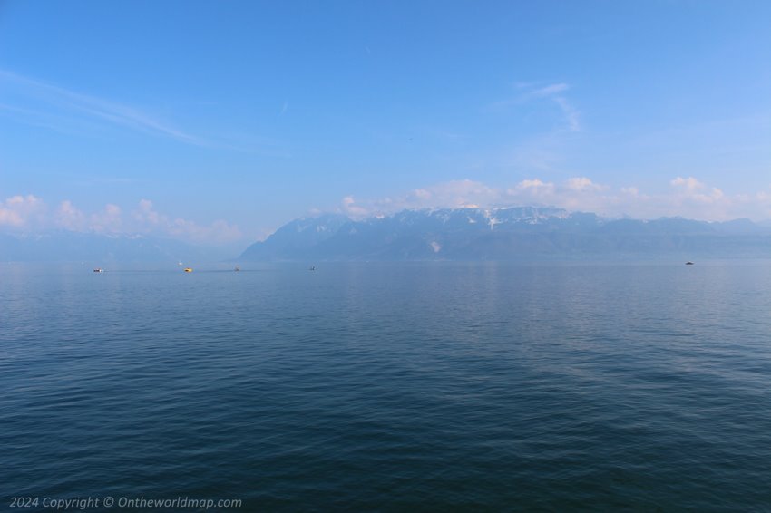 Lake Geneva and a view of the Alps