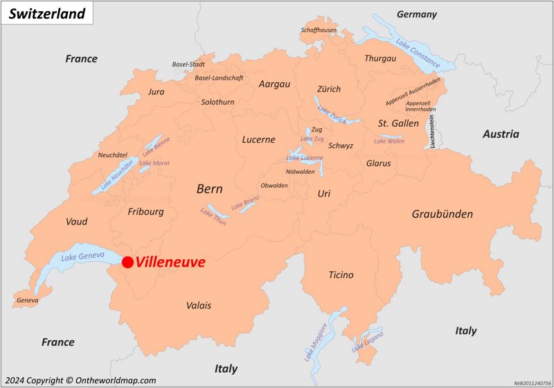 Villeneuve location on the Switzerland Map