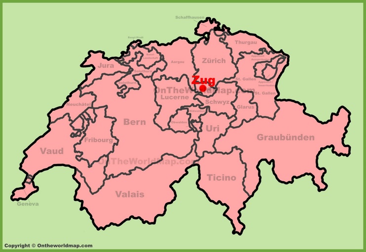 Zug location on the Switzerland map
