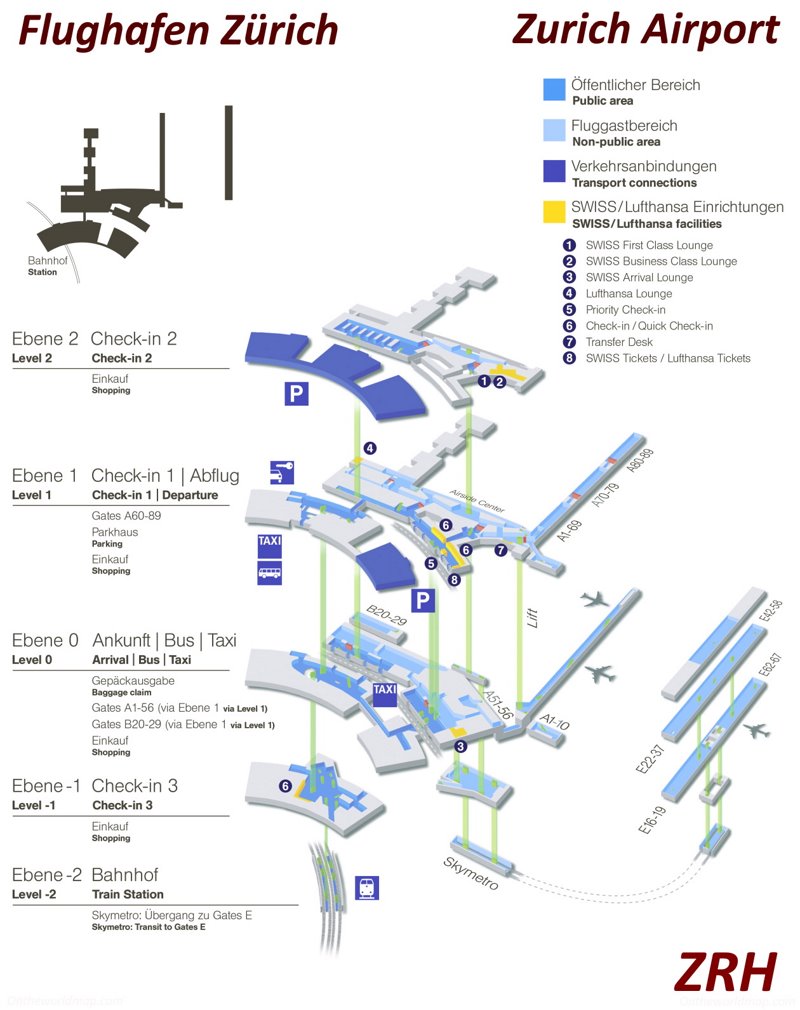 Zurich Airport Terminal Map