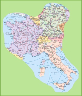 Mappa di Svizzera, Italia, Germania e Francia