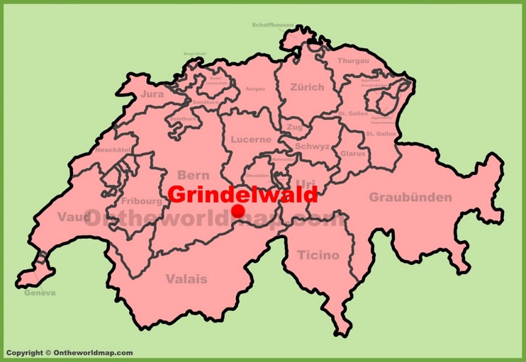 Grindelwald location on the Switzerland map