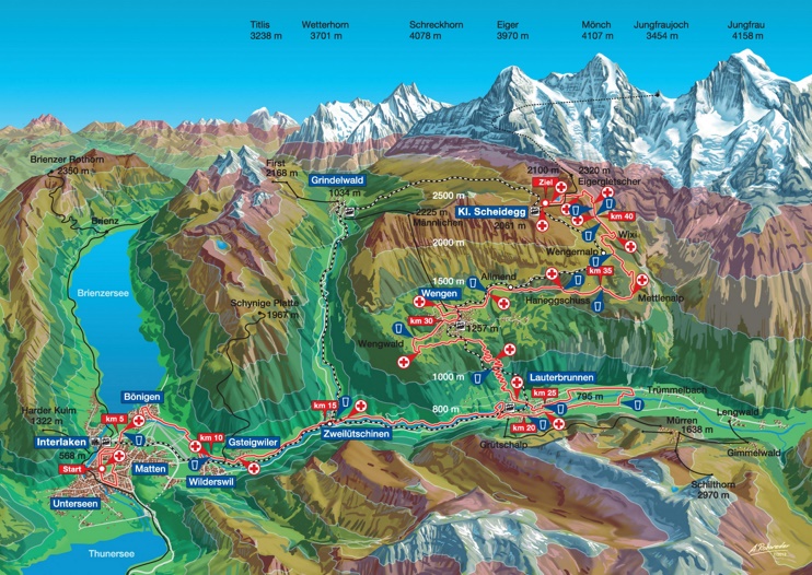 Jungfrau hiking map