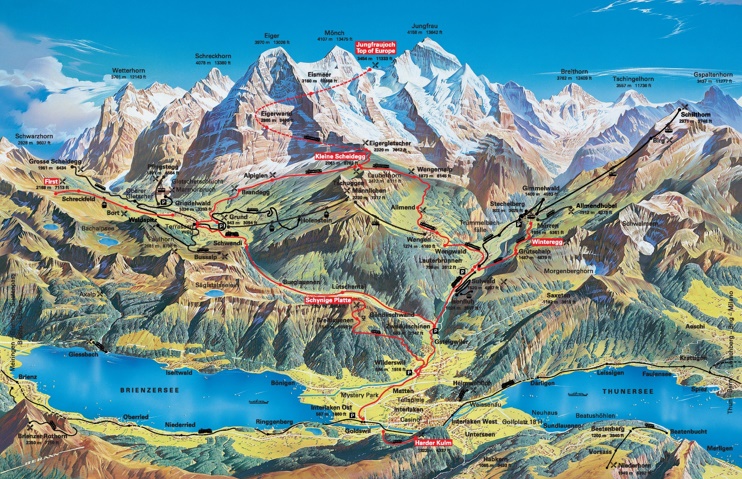 Jungfrau summer map