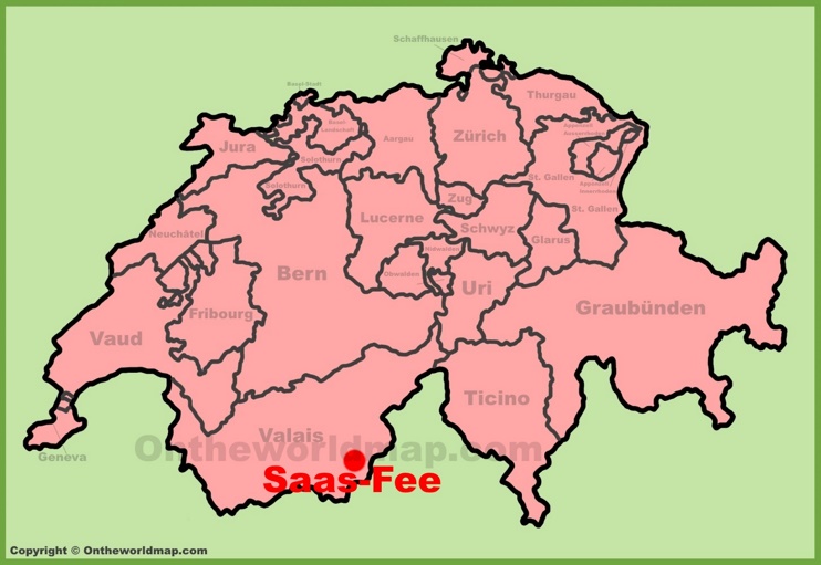 Saas-Fee location on the Switzerland map